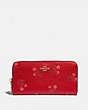 COACH®,LUNAR NEW YEAR ACCORDION ZIP WALLET WITH FLORAL BOW PRINT,Leather,Gold/Jasper,Front View
