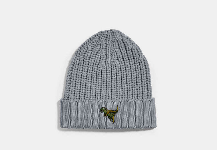 COACH®,REXY BEANIE,wool,Heather Grey,Front View image number 0