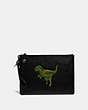 COACH®,TURNLOCK POUCH WITH REXY,Leather,Black,Front View