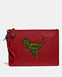 COACH®,TURNLOCK POUCH WITH REXY,Leather,Rexy Red,Front View