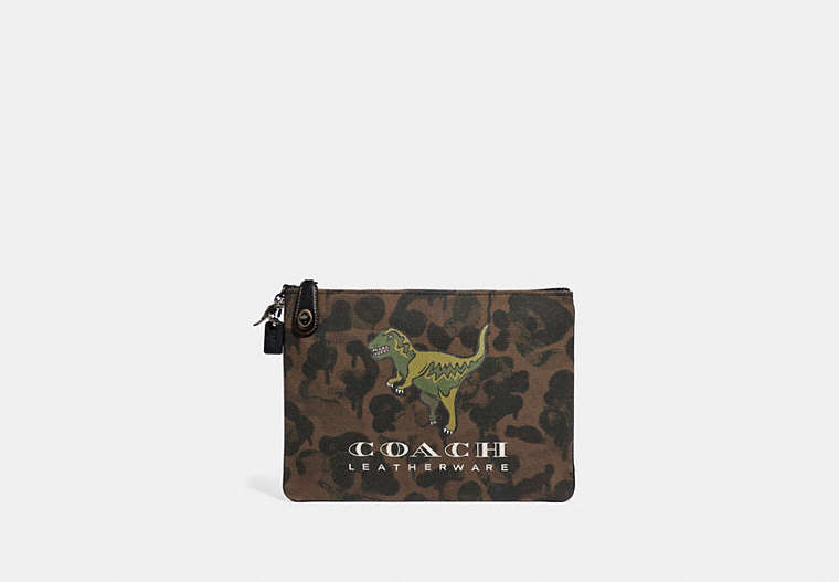 COACH®,TURNLOCK POUCH WITH REXY,Leather,SURPLUS,Front View