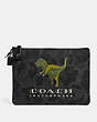 COACH®,TURNLOCK POUCH WITH REXY,Leather,GRAPHITE,Front View