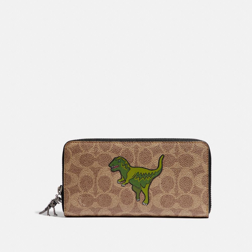 COACH®,ACCORDION WALLET IN SIGNATURE CANVAS WITH REXY,pvc,KHAKI,Front View