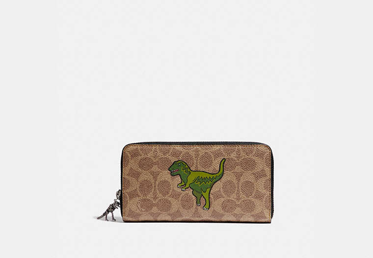 COACH®,ACCORDION WALLET IN SIGNATURE CANVAS WITH REXY,pvc,KHAKI,Front View