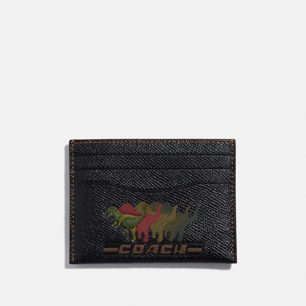 COACH®,CARD CASE WITH REXY,Leather,Black,Front View image number 0