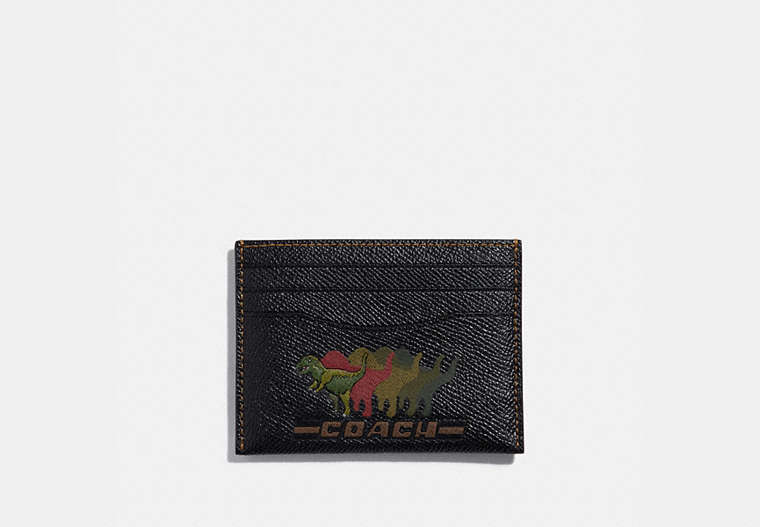 COACH®,CARD CASE WITH REXY,Leather,Black,Front View