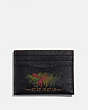 COACH®,CARD CASE WITH REXY,Leather,Black,Front View