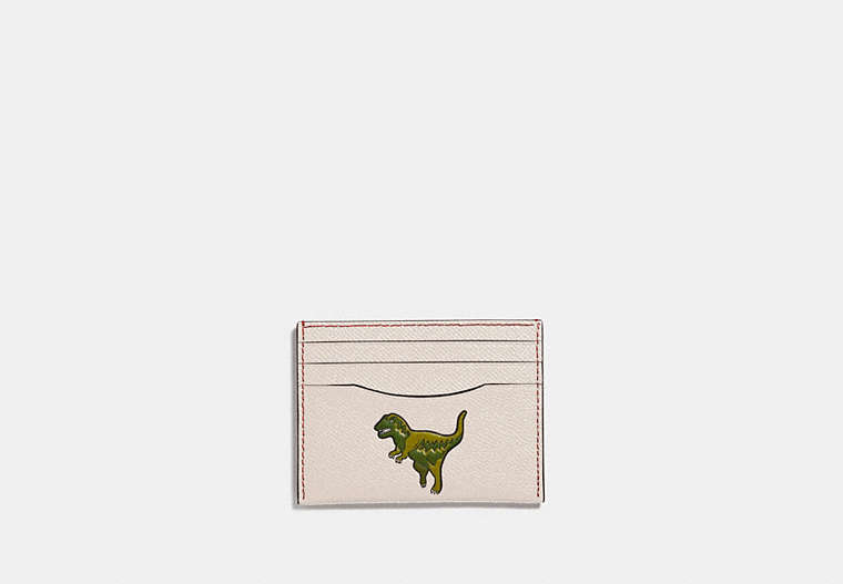 COACH®,CARD CASE WITH REXY,Leather,Chalk,Front View