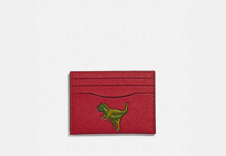 COACH®,CARD CASE WITH REXY,Leather,Rexy Red,Front View