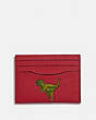 COACH®,CARD CASE WITH REXY,Leather,Rexy Red,Front View