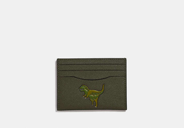 COACH®,CARD CASE WITH REXY,Leather,Rexy Green,Front View