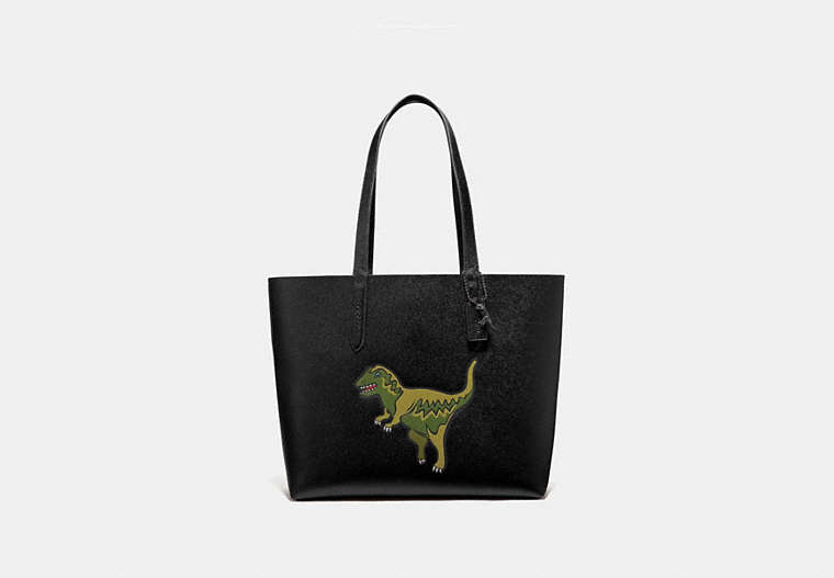 COACH®,HIGHLINE TOTE WITH REXY,Leather,Black Copper/Black,Front View image number 0