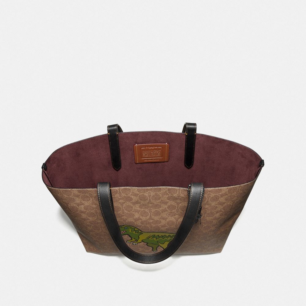 COACH®,Highline Tote In Signature Canvas With Rexy,,Inside View,Top View