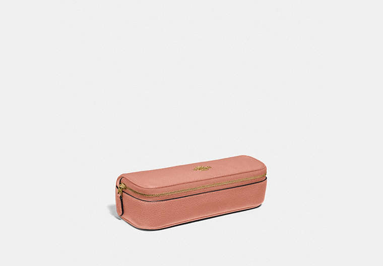 COACH®,JEWELRY ROLL,Leather,Mini,Gold/Light Peach,Front View image number 0
