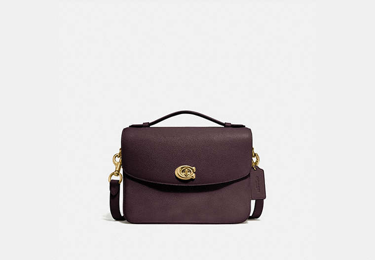 COACH®,CASSIE CROSSBODY,Leather,Small,Brass/Oxblood,Front View image number 0