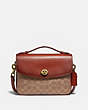COACH®,CASSIE CROSSBODY IN SIGNATURE CANVAS,pvc,Small,Brass/Tan/Rust,Front View