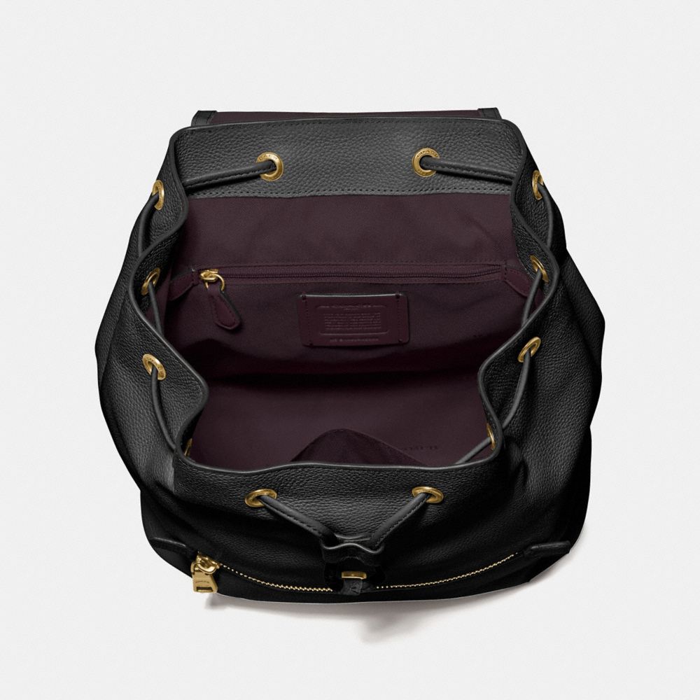 COACH®,EVIE BACKPACK,Leather,Large,Brass/Black,Inside View,Top View