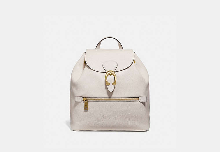 COACH®,EVIE BACKPACK,Leather,Large,Brass/Chalk,Front View