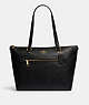 COACH®,GALLERY TOTE,Crossgrain Leather,Large,Gold/Black,Front View