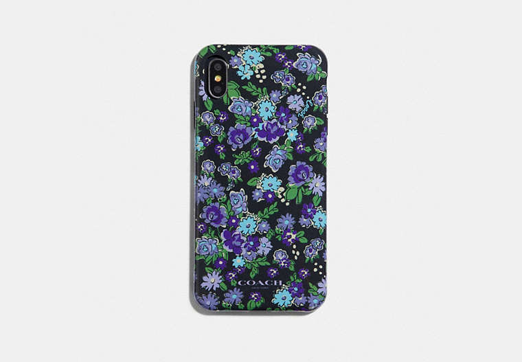 COACH®,IPHONE XS MAX CASE WITH POSEY CLUSTER PRINT,Plastic,Black,Front View