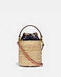 COACH®,DRAWSTRING BUCKET BAG,Mixed Material,Medium,Brass/Straw Light Peach,Front View