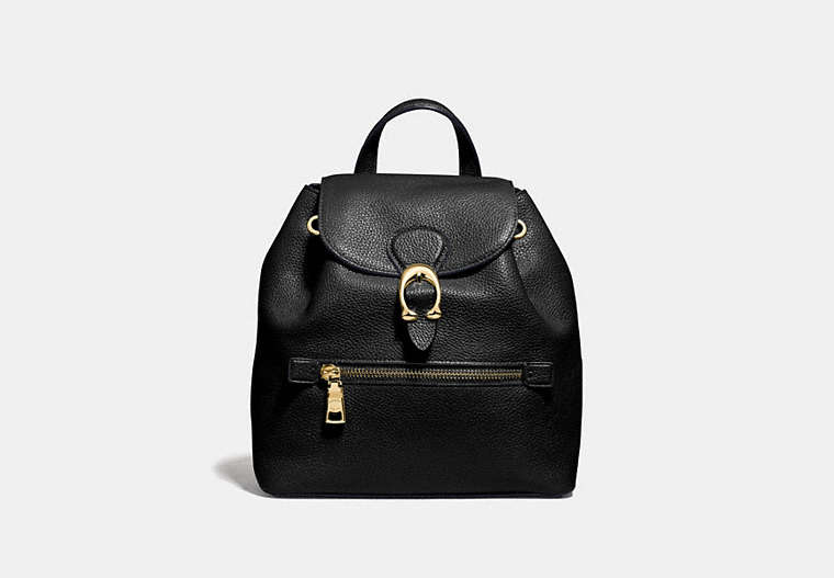 COACH®,EVIE BACKPACK 22,Leather,Medium,Brass/Black,Front View