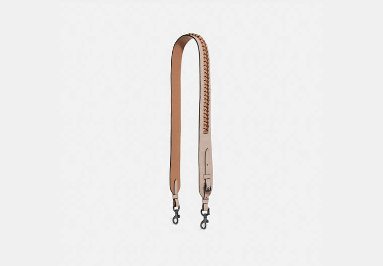 COACH®,STRAP WITH WHIPSTITCH,Leather,Gunmetal/Ivory Multi,Front View image number 0