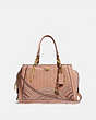 COACH®,DREAMER WITH COLORBLOCK DECO QUILTING AND RIVETS,Leather,Medium,Brass/Nude Pink Multi,Front View