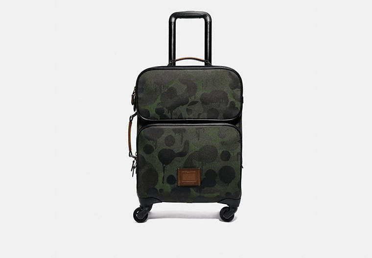 COACH®,ACADEMY TRAVEL WHEELED CARRY ON WITH CAMO PRINT,Mixed Material,Military Wild Beast/Black Copper,Front View image number 0