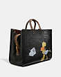 COACH®,COACH X JEAN-MICHEL BASQUIAT ROGUE 39 WITH SNAKESKIN DETAIL,Leather,X-Large,Brass/Black,Angle View