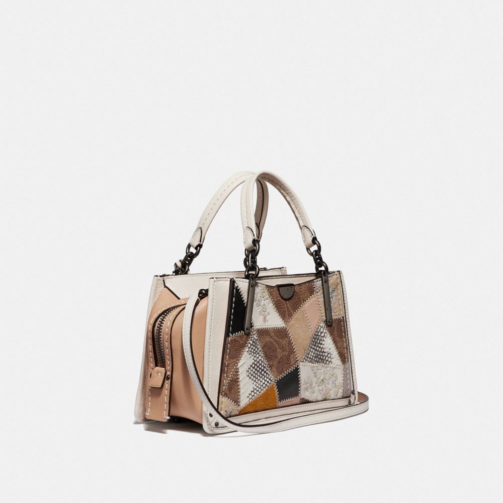 COACH®,DREAMER 21 WITH SIGNATURE PATCHWORK,Leather,Pewter/Tan Beechwood Multi,Angle View