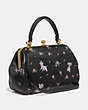 COACH®,DISNEY X COACH FRAME BAG 23 WITH DALMATIAN FLORAL PRINT,Leather,Small,Brass/Black,Angle View