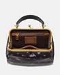 COACH®,DISNEY X COACH FRAME BAG 23 WITH DALMATIAN FLORAL PRINT,Leather,Small,Brass/Black,Inside View,Top View