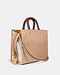 COACH®,ROGUE BAG IN COLORBLOCK WITH OSTRICH DETAIL,Ostrich,Medium,Brass/Beechwood,Angle View