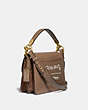 COACH®,COACH X JEAN-MICHEL BASQUIAT BEAT SHOULDER BAG 18,Leather,Small,Brass/Elm,Angle View