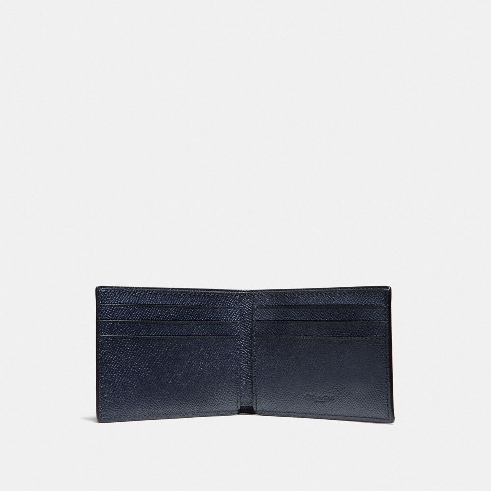 COACH®,SLIM BILLFOLD WALLET,Leather,Olive/Navy,Inside View,Top View