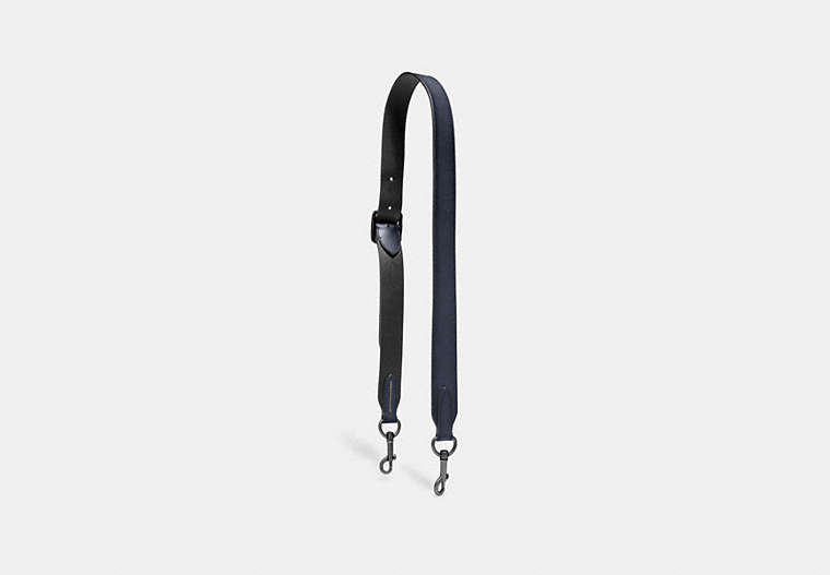 COACH®,BAG STRAP,Leather,Pewter/Black/Midnight,Front View