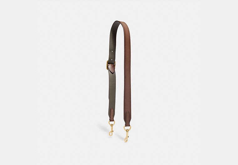 COACH®,BAG STRAP,Leather,OL/Saddle/Pine,Front View
