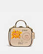 COACH®,COACH X JEAN-MICHEL BASQUIAT SQUARE BAG,Leather,Small,Brass/Ivory,Front View