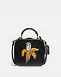 COACH®,COACH X JEAN-MICHEL BASQUIAT SQUARE BAG,Leather,Small,Brass/Black,Front View
