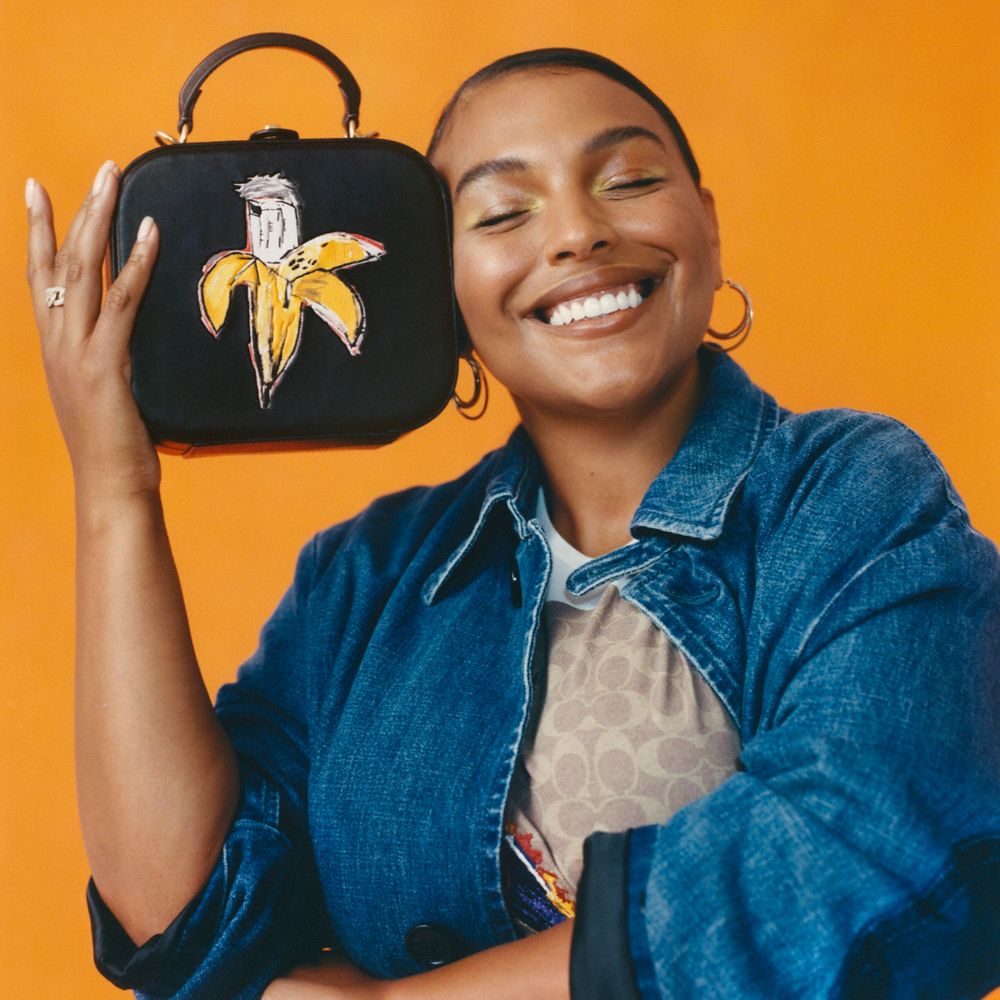 COACH®,Coach X Jean Michel Basquiat Square Bag,,Angle View