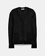 COACH®,REXY PATCH CARDIGAN,wool,Black,Front View