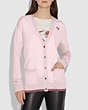 COACH®,REXY PATCH CARDIGAN,wool,LIGHT PINK,Scale View