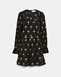 COACH®,PAGE BOY DRESS,Silk,Black & Gold,Front View