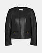 COACH®,TAILORED LEATHER JACKET,Leather,Black,Front View
