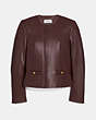 COACH®,TAILORED LEATHER JACKET,Leather,Walnut brown,Front View
