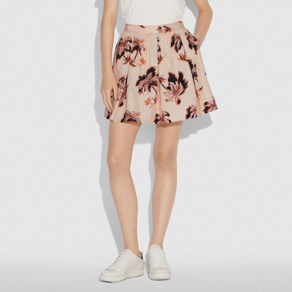 Palm Tree Print Mini Skirt