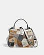 COACH®,FRAME BAG 23 WITH SIGNATURE PATCHWORK,Leather,Small,Pewter/Tan Beechwood Multi,Front View