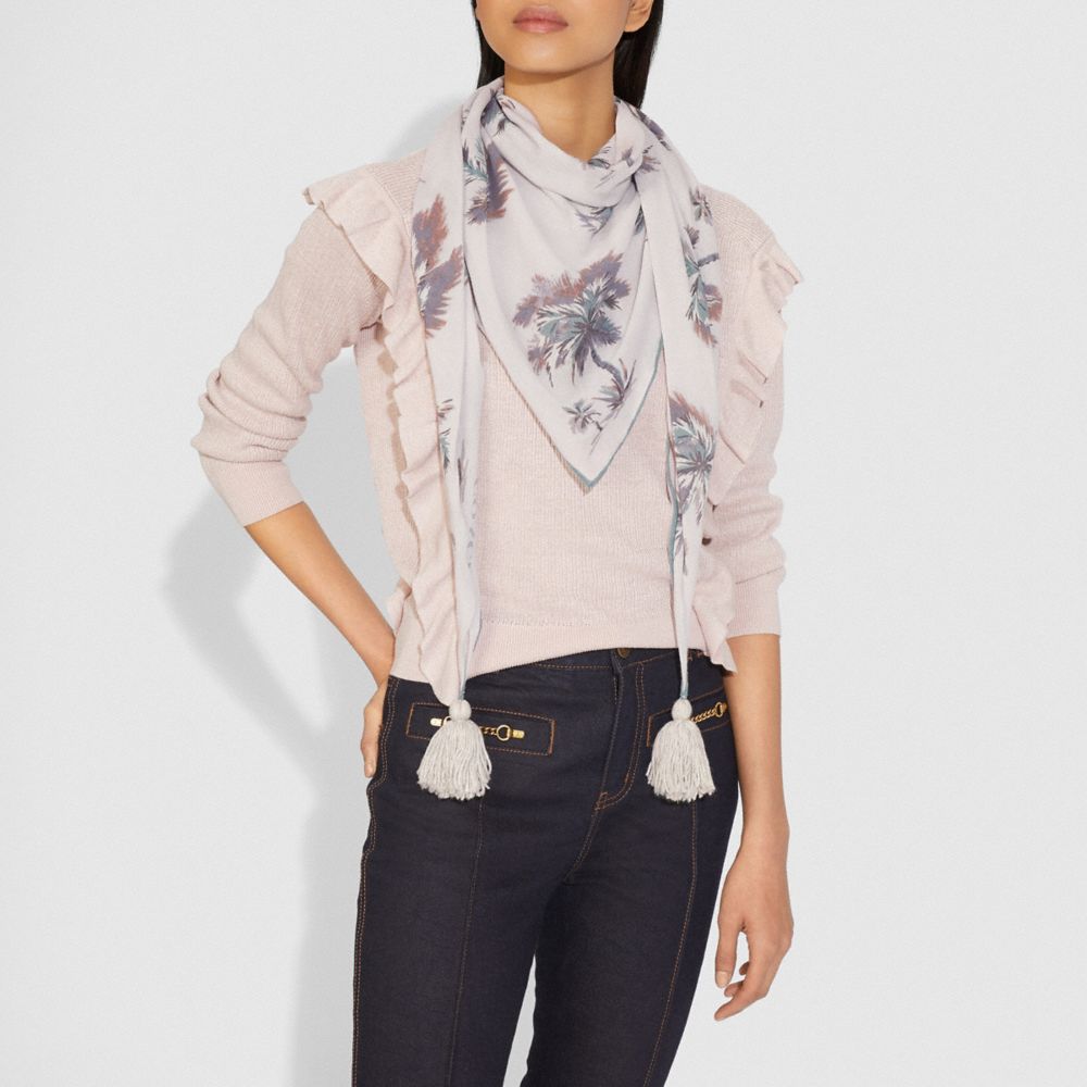 Glowing Palm Tree Print Oversized Diamond With Tassels