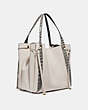 COACH®,HARMONY HOBO 33 IN COLORBLOCK WITH SNAKESKIN DETAIL,Leather,Large,Brass/Chalk,Angle View